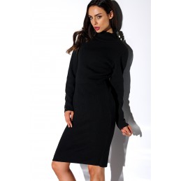 Sukienka swetrowa z guziczkami i golfem LS271