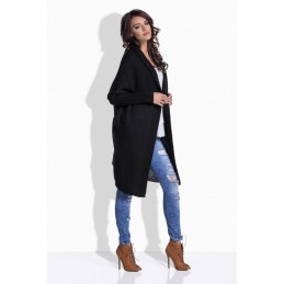 LS174 Dłuższy sweterek narzutka z fantazyjnym tyłem