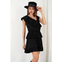 Sukienka na jedno ramię z falbanką kolor L336