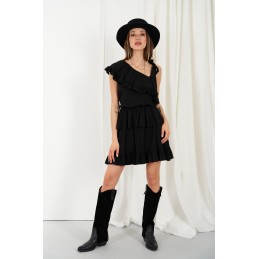 Sukienka na jedno ramię z falbanką kolor L336