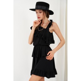 Sukienka na jedno ramię z falbanką kolor L336