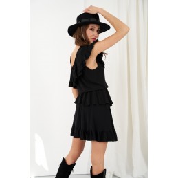 Sukienka na jedno ramię z falbanką kolor L336