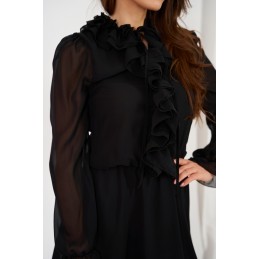 Szyfonowa sukienka z jedwabiem i żabotem kolor L327