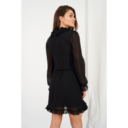 Szyfonowa sukienka z jedwabiem i żabotem kolor L327