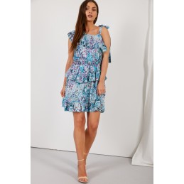 Sukienka z falbaną wiązana na jedno ramię wzór LG546