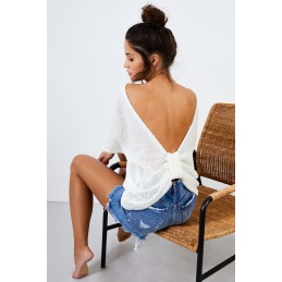 Dzianinowa bluzka z kokardą LS295